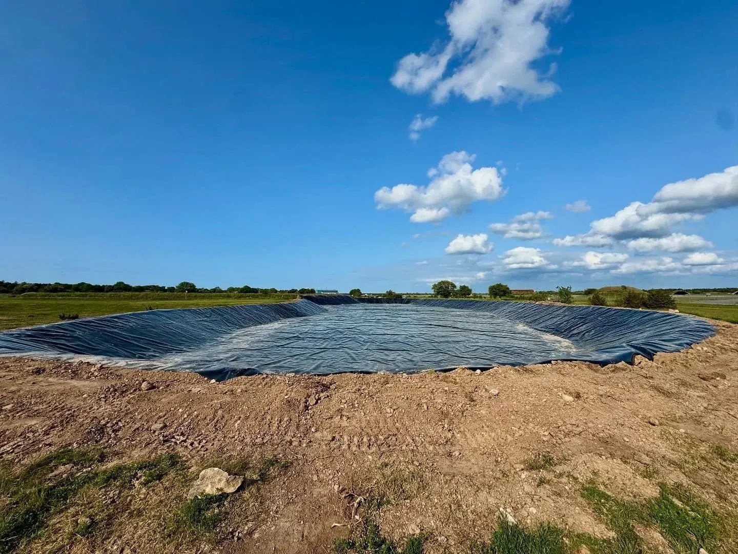 Bevattningsdamm med geomembran på Gotland Golfklubb